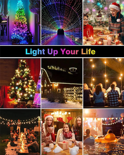 Smart Christmas Light APP Control Fairy LED Garland 5M 10M Remote Bluetooth DIY Color Indoor Music Sync Outdoor USB String Light