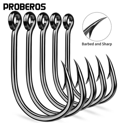 PROBEROS 10Pcs/lot Thick High Carbon Steel Fishhook Lron Hook With Barb Hook for Haihu River Fishing Gear Accessories Wholesale