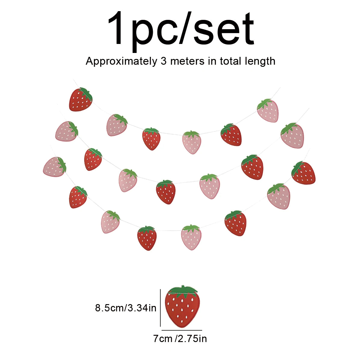 Fruit, strawberry and flower flag-raising party decoration arrangement 1 set 1 piece.