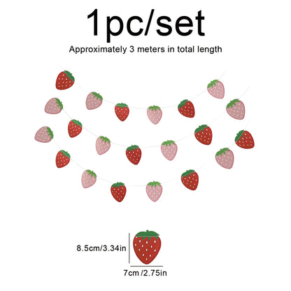 Fruit, strawberry and flower flag-raising party decoration arrangement 1 set 1 piece.