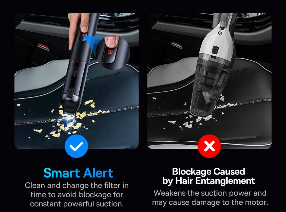 Baseus A5 Air Car Vacuum Cleaner 2-in-1 Powerful Wireless Cleaner Strong Suction Handheld Car Cleaning Portable Home Appliance