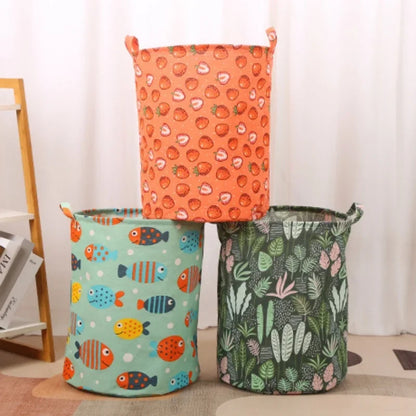 Dirty Laundry Baskets Foldable Round Waterproof Organizer Bucket Cotton Linen Clothing Children Toy Home Large Capacity Storage