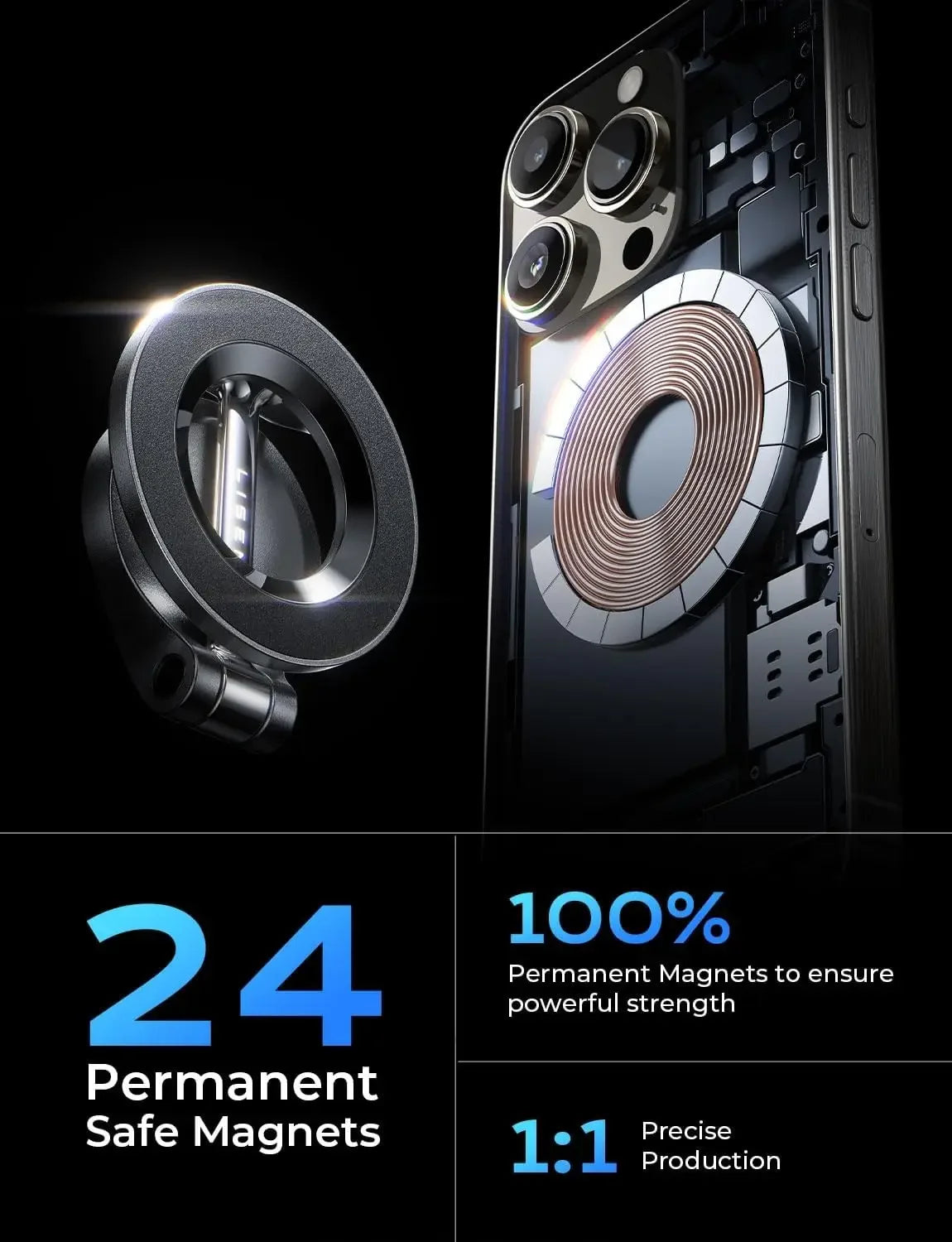 LISEN for MagSafe Car Mount 360° Rotation Magnetic Phone Holder for Car for IPhone 15 14 13 12 Pro Max Plus Mini MagSafe Cases