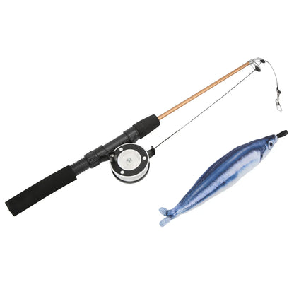 Interactive Cat Fishing Rod Toy - Telescopic, Realistic Fish - Shaped Lure With Pulley - Fun & Flexible For Cat Playtime
