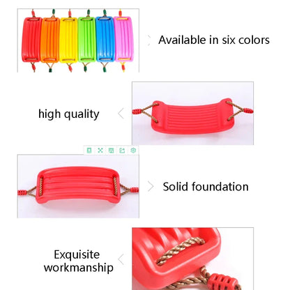 Kids Swing Flying Toy Garden Swing Kids Hanging Seat Toys with Height Adjustable Ropes Indoor Outdoor Toys Rainbow Curved Board