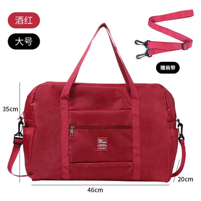 2025 Newest Moving Luggage Bag Hand-held Drawbar Travel Bag Women's Business Foldable Travel Clothing Storage Bag