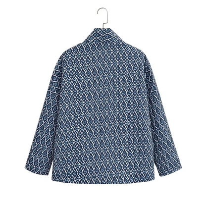 PB&ZA2024 Autumn New Women's Fashion Style Versatile Quilted Cotton Printed Loose Cotton Clothes Cotton Jackets