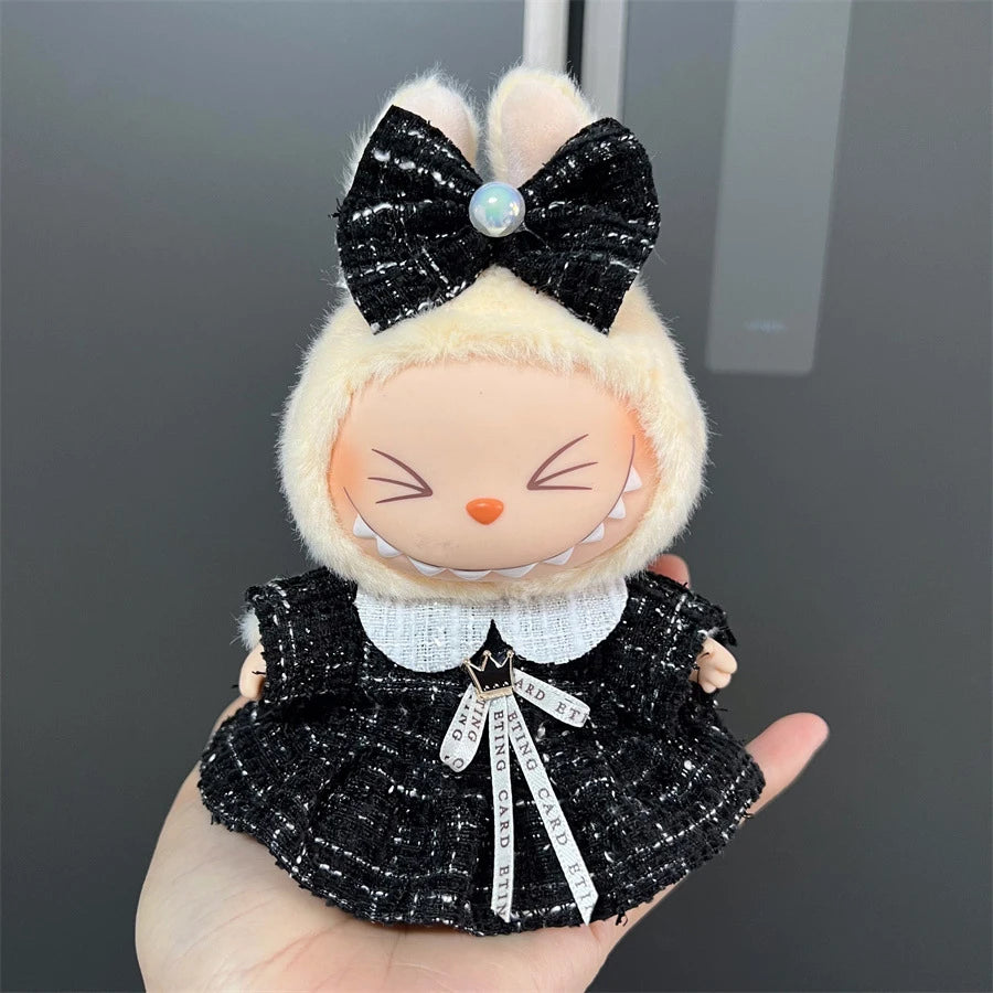 Labubu Clothes Cute Outfit Shirt Set Labubu Designer British Style Clothes Accessories Toy DIY Gifts for 15-17cm Doll
