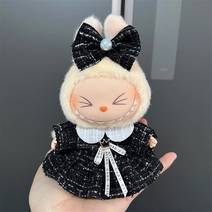 Labubu Clothes Cute Outfit Shirt Set Labubu Designer British Style Clothes Accessories Toy DIY Gifts for 15-17cm Doll