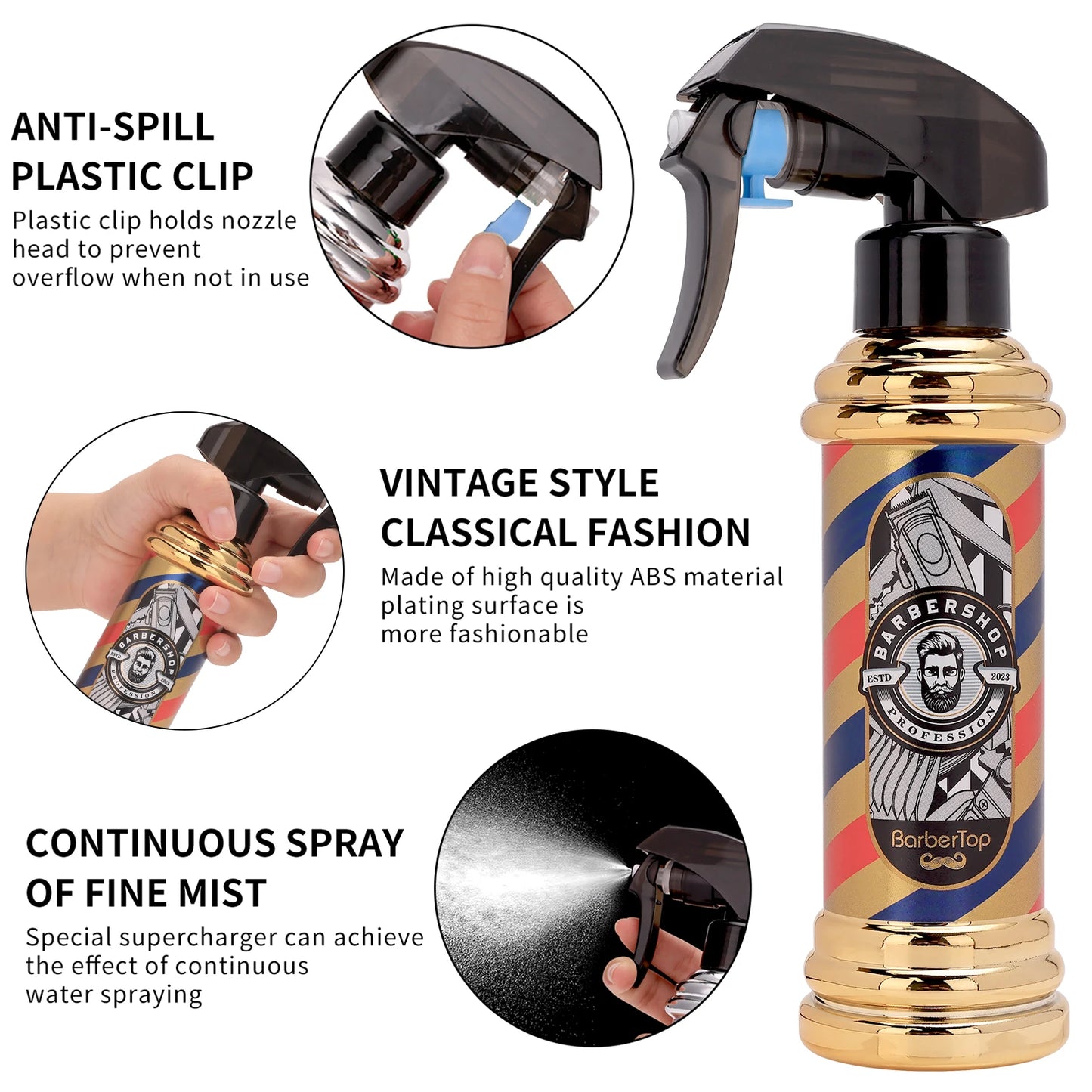Retro Hairdressing Spray Bottle Refillable Bottles Continuous Mist Watering Can Portable Salon Barber Water Sprayer