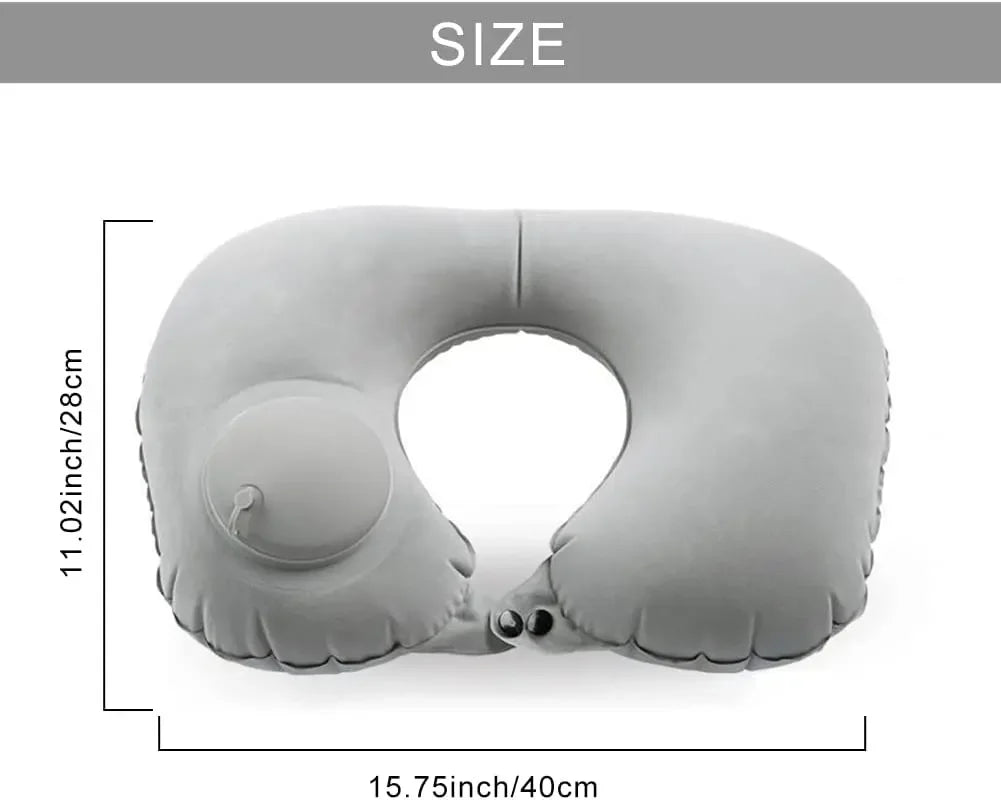 U-Shaped Inflatable Travel Pillow Portable Air Neck Support Cushion Comfortable Sleeping Press to inflate pillow