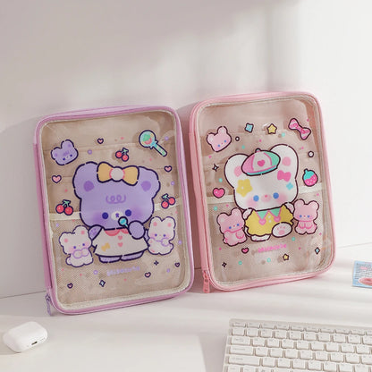 Cartoon PVC Stationary Organzier Pouch Big Capacity Storage Pens Eraser Students Pencil Bags