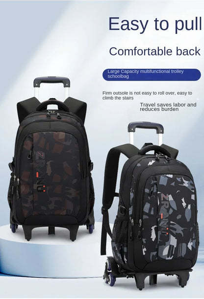 School Rolling backpack bag School Bags with wheels Student wheeled Backpacks for boys Children School Trolley Bag Waterproof