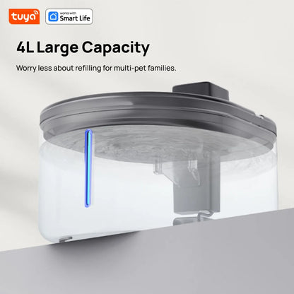 TuyaSmart Cat Fountain Battery Operated,Cat Water FountainSUS304Radar Sensing withMotion Sensor,Ultra Quiet PumpMulti-Filtration