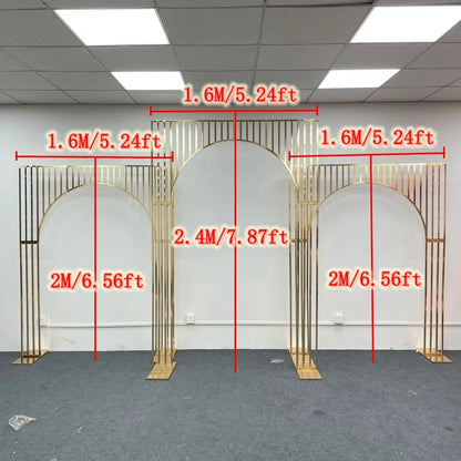 Shiny Gold-Plated Square Screen Backdrop Shelf, Wedding Arch, Geometric Flower, Door Stand, Artificial Flor, 2.2m, 3Pcs