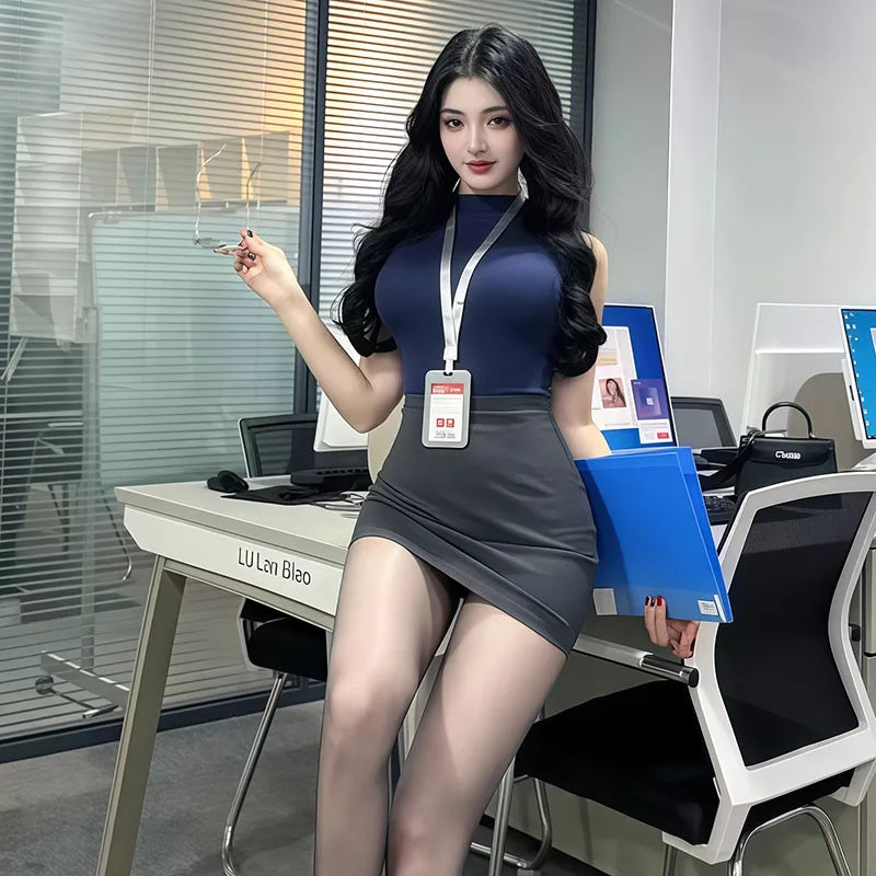Sexy Office Lady Cosplay Costumes Erotic Lingerie Hip Wrap Skirt Set Women's Secretary Uniform Temptation Porno Clothes Pajamas
