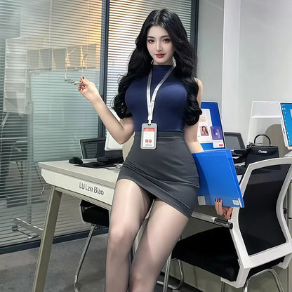 Sexy Office Lady Cosplay Costumes Erotic Lingerie Hip Wrap Skirt Set Women's Secretary Uniform Temptation Porno Clothes Pajamas