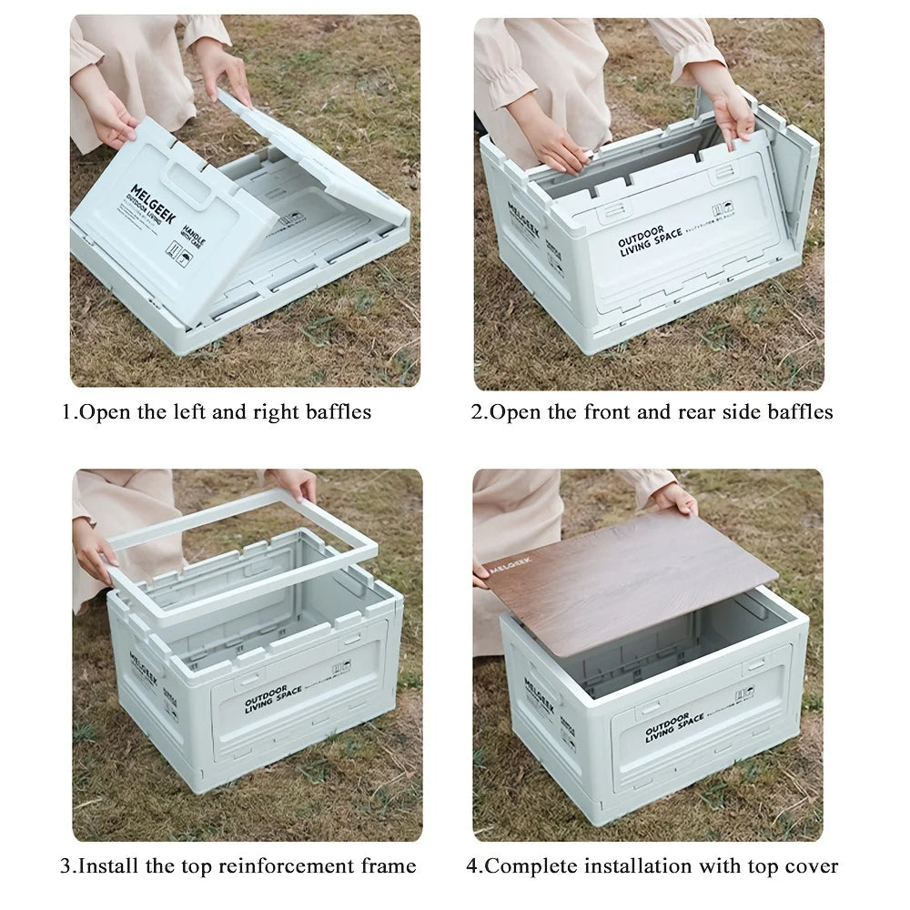 Folding Organizers Box Camping Storage Box Trunk Organizer Camping Picnic Camping Box Folding Outdoor Stool Organizers Storage
