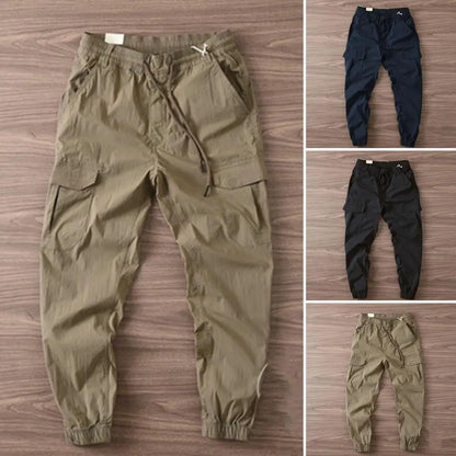 Summer Trousers Wear-resistant Summer Cargo Pants Breathable Multi Pockets Elastic Waist Summer Cargo Pants Mid Waist