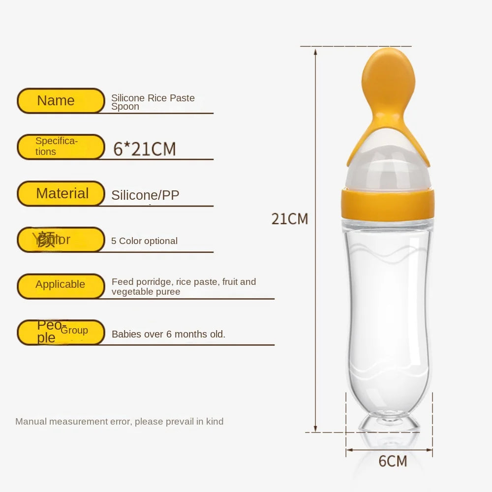 Safe Useful Silicone Baby Bottle with Spoon Food Supplement Rice Cereal Bottles Squeeze Spoon Milk Feeding Bottle Cup