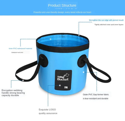 12L/20L Bowl Sink Washing Bag Car Wash Bucket Portable Outdoor Travel Foldable Water Multifunction Folding Portable Bucket Water