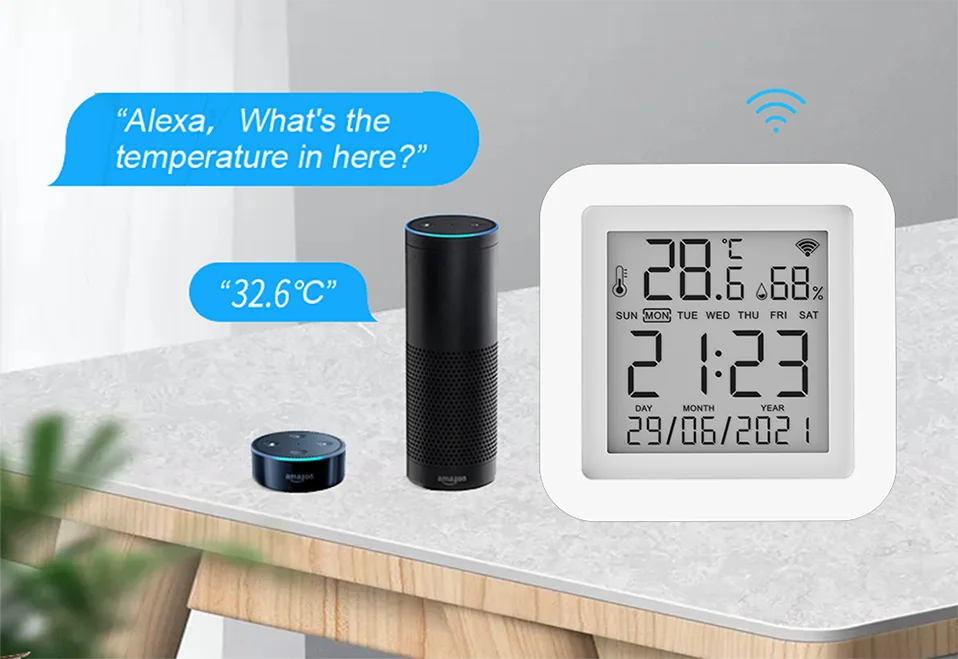 Tuya WiFi Temperature and Humidity Sensor Thermometer for Home Automation for Smart Home Work For Alexa Google Home