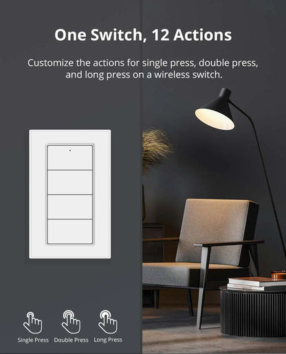 Zemismart 4-Gang Zigbee Wireless Scene Switch,Battery Powered, Compatible with Tuya Home Assistant Homey Hubitat (Hub Required）