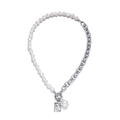 Fashion Irregular Baroque Pearl Golden Chain Necklace Women Jewelry Vintage Geometric Pendant Necklace for Women Accessories