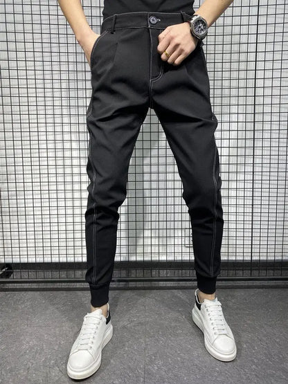 Black Harlan Draped Man Suits Pants Fluid 9 Cropped Fabric Designer Clothes Classic Trousers For Men Clothing Premium Up
