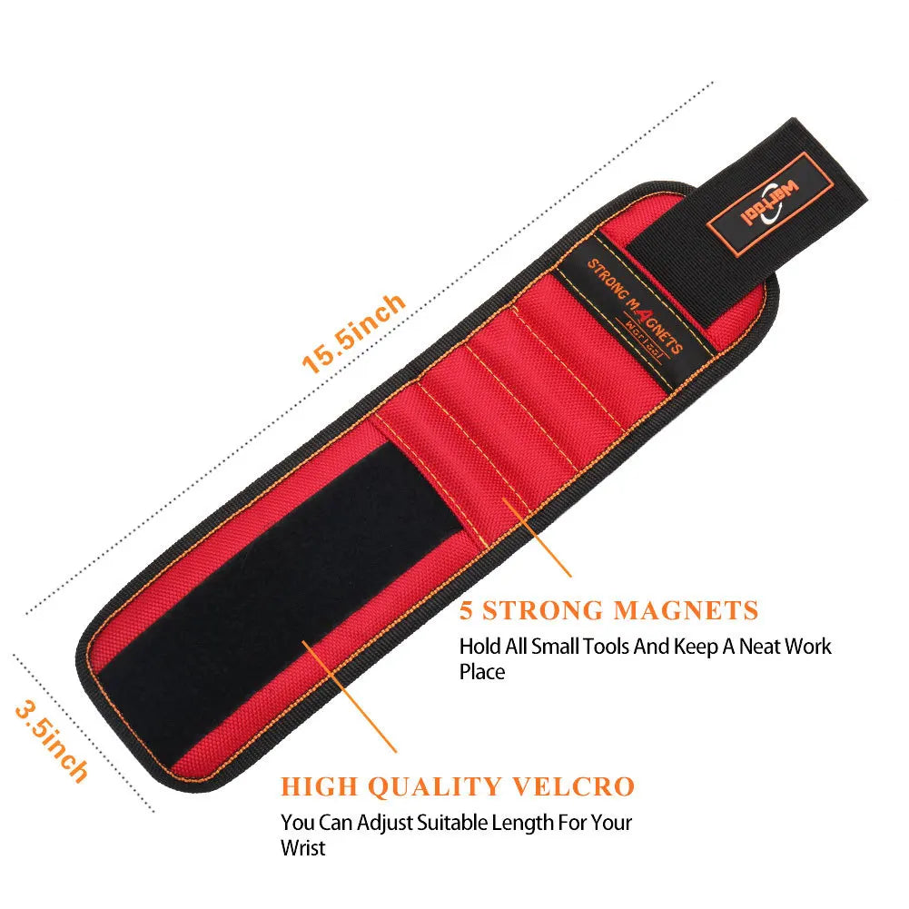 Magnetic Wristband with Super Strong Magnets Holds Screws, Nails, Drill Bit. Unique Wrist Support Design Cool Handy Gadget Gifts