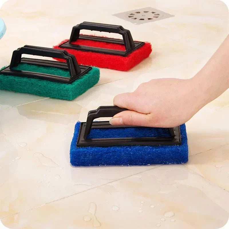1PC Kitchen Sponge Holder Magic Eraser Scouring Pads with Handle Scouring Pad Cleaning Bathroom Handled Bath Scrubber