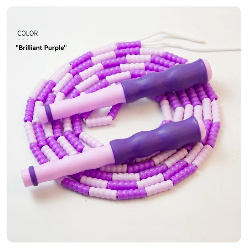 Wholesale adult and children's skipping ropes with colorful soft beads and bamboo nodes. Children's skipping ropes