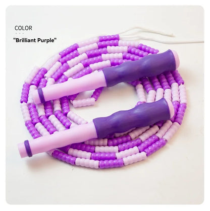 Wholesale adult and children's skipping ropes with colorful soft beads and bamboo nodes. Children's skipping ropes