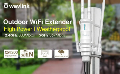 Outdoor wifi extenders Wavlink High Power Repeater Dual Dand 2.4G/5G POE booster 1200mbps Wi-Fi range extender signal amplifier