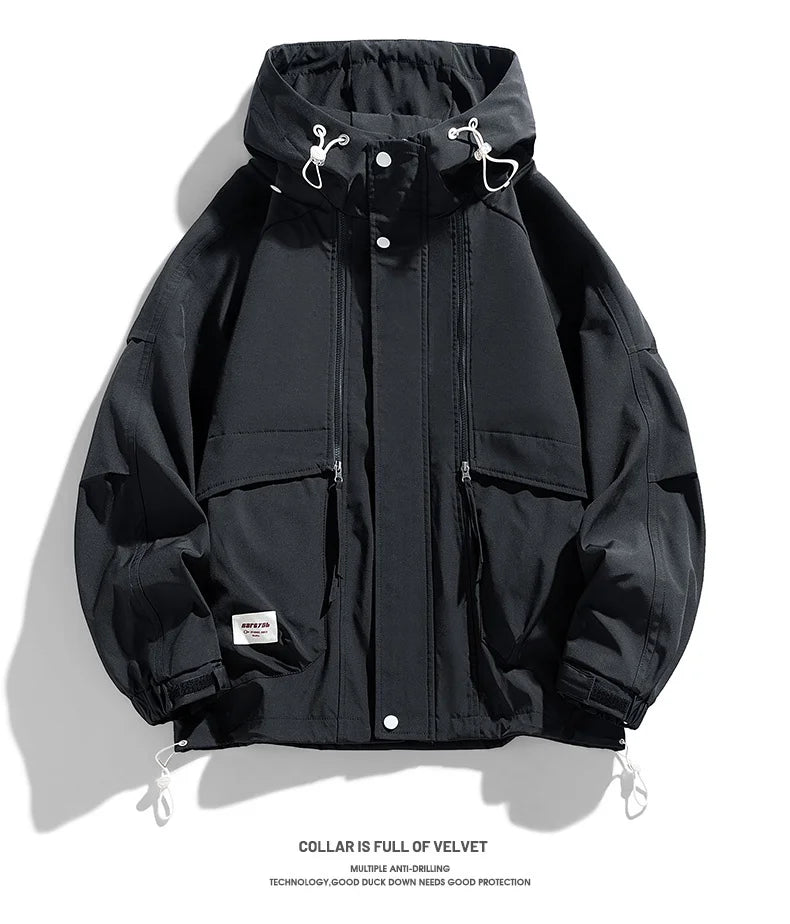 Oversize Men Jacket Coats Windbreaker Trench 6XL 7XL 8XL Plus Size Hooded Waterproof Black Bomber Camping Loose Thin Softshell