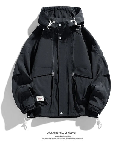 Oversize Men Jacket Coats Windbreaker Trench 6XL 7XL 8XL Plus Size Hooded Waterproof Black Bomber Camping Loose Thin Softshell