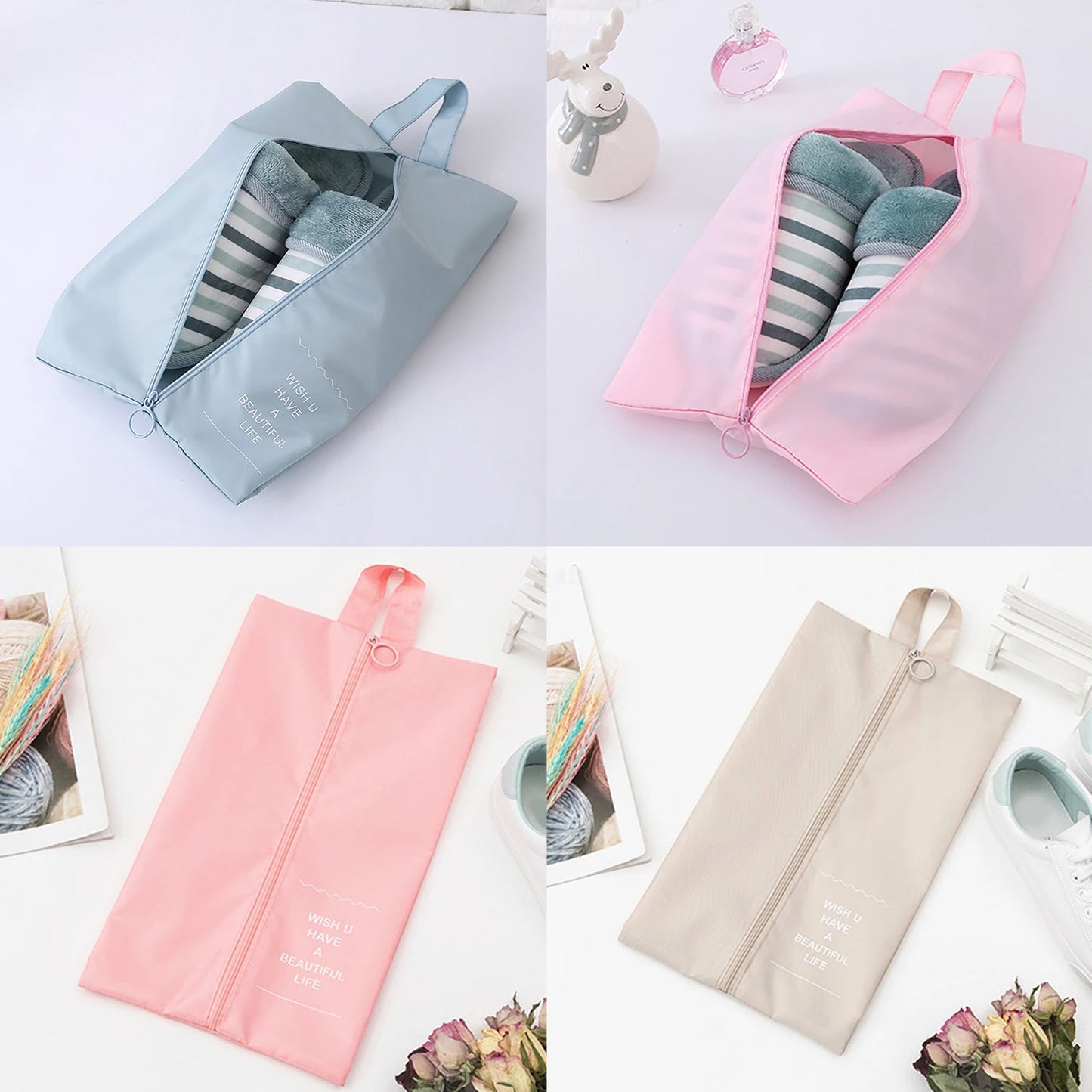 Travel Storage Bag Shoes Travel Packing Cubes Underwear Sundries Finishing Multifunctional Waterproof Portable Zipper Shoe Bag
