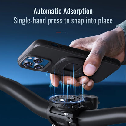 Magnetic Bike & Motorcycle Phone Mount - Universal Smartphone Holder with GPS Support, Secure Magnetic Attachment for Cycling