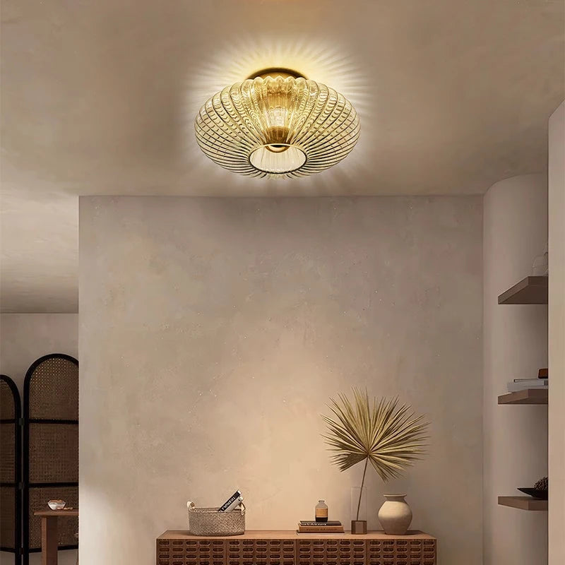 Nordic Glass Wall Lamp Retro Corrugated Design Suitable For Decorative Wall Lamps In Corridor Bedrooms Living Rooms Study Rooms