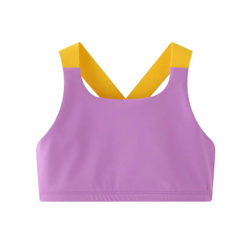 Children's Sports Tank Top Underwear Girls Cross Back Sports Bra 5-12 Years Old Children Running Sports Underwear