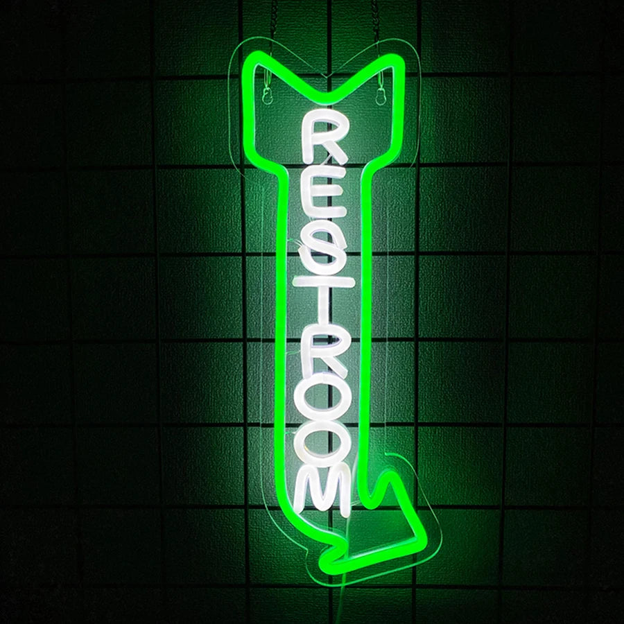 LED Rest Room Neon Sign For Wall Decor,  Bathroom Hotels, Bars, Hospitals, Homes And Other Places With Toilets,USB Powered.