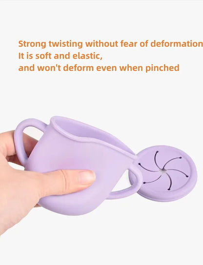 Silicone Baby Snack Cup Kids Solid Color Silicone Food Box Baby Portable Baby Snack Container with Baby Cup Lid