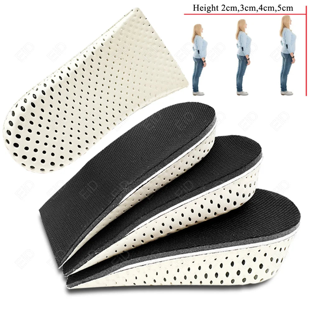 Height Increase Half Shoe Insoles Heel Insert Sports Shoes Pad Cushion Arch Support Unisex 2-5 CM Invisible Heighten Sole Insole