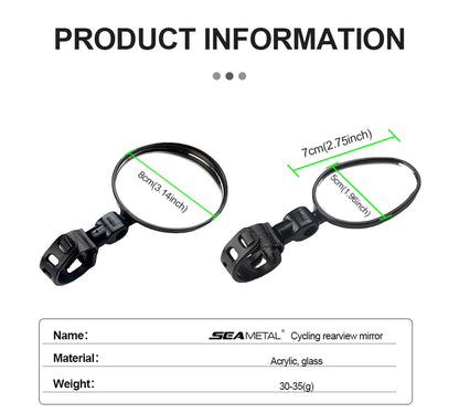 Motorcycles Rearview Mirror Side Mirror For Safety View Turning Left Right Mirror Adjustable Mini Autocycle Rear View