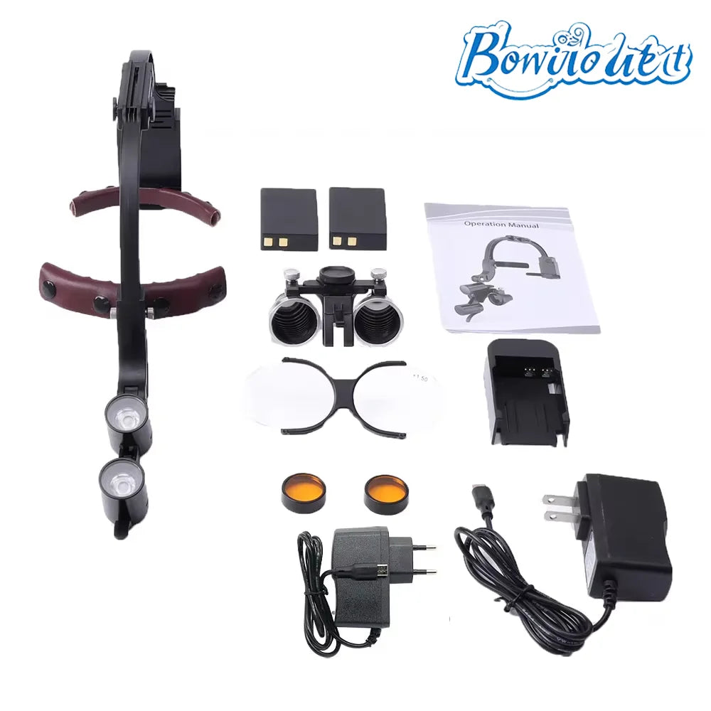 Dental Loupes LED Head Light Lamp With Carton Box 5W Light 2.5X 3.5X Binocular Loupes Dentistry Surgical Headlight