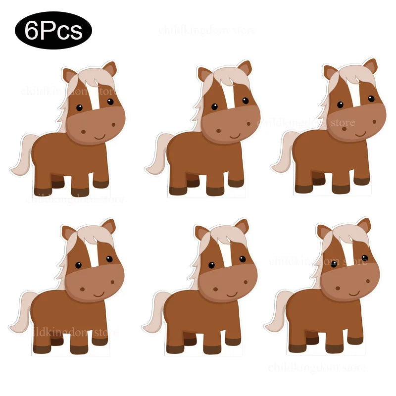 6Pcs Farm Birthday Party Animals KT Board Farm Cow Cutouts DIY Birthday Balloons Farm Theme Birthday Baby Shower Party Backdrops