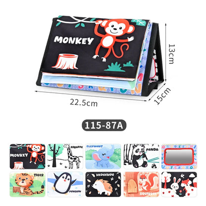 Funny Black and White Baby Cloth Book Early Educational Montessori Toy for Children Newborn Tummy Time Mirror Toys