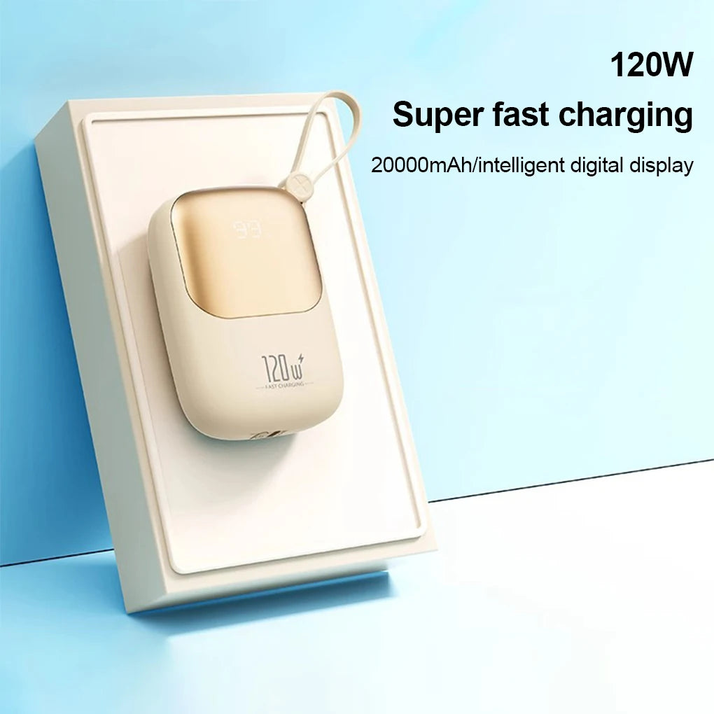 120W super fast charging power bank with cable 10000mAh large capacity portable mobile power Mini supply gift