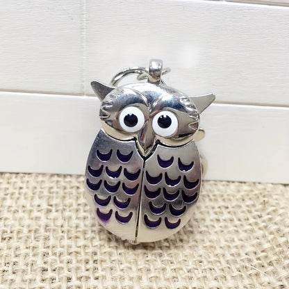 1PC Rainbow Owl Keychain Watch Cartoon Flip Creative Pocket Watch Necklace Watch Women's Watch Student Watch Primary School Stud