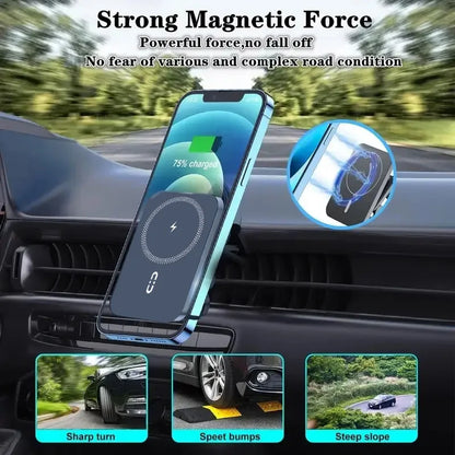 Magnetic Car Phone Mount Wireless Fast Car Charger for iPhone 16 15 14 13 12 Holder 15W Magnetic Car Phone Holder Mount Wireless